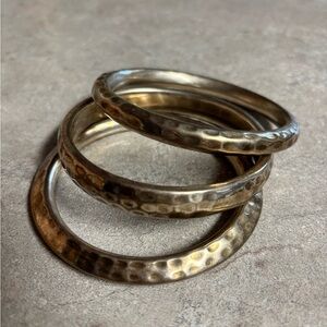 Elegant Brass Hammered Bangles Stack